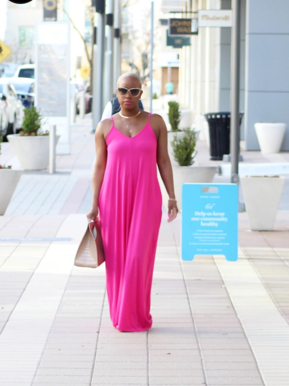 Women’s Hot Pink V-Neck Maxi Dress